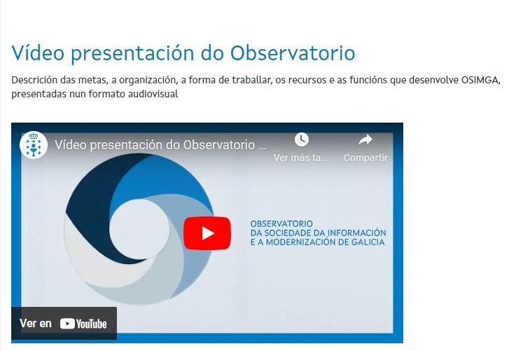 Nova sección na web de OSIMGA con vídeos divulgativos sobre estatísticas e informes